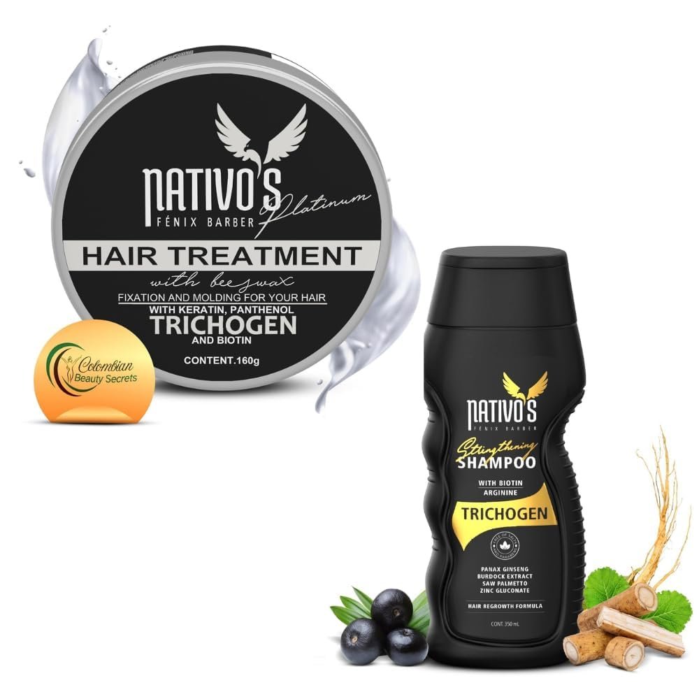 Nativo Hair Regrowth & Thickening Bundle  Hair Growth Shampoo with Biotin, Saw Palmetto & Zinc + Styling Cream with Bee Honey & Trichogen for Fine, Curly, or Frizzy Hair