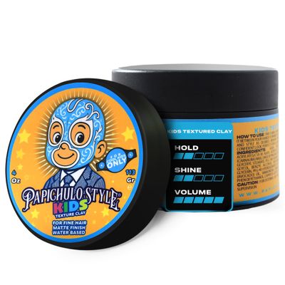 Papichulo Style Kids Texture Clay Light Hold, Matte Finish, Adds Volume Kid-Friendly Scent, Water-Based, Flake-Free, Easy Washout, Paraben-Free Made in USA