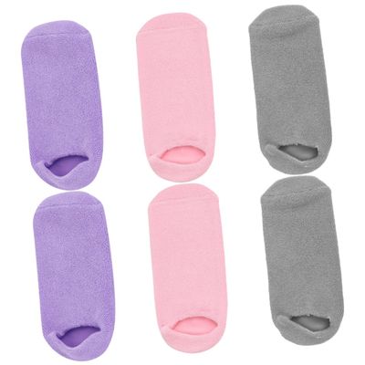 TOVINANNA 3 Pairs Moisturizing Gel SPA Socks for Foot Care Non-Slip Warm Cotton Blend Softening Foot Masks for Women for Home Use