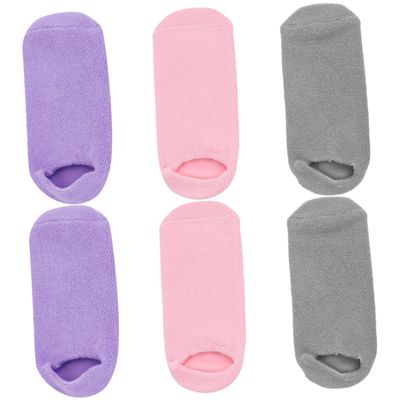 WOFASHPURET 3 Pairs Gel Moisturizing Socks for Cracked Heels Non-Slip Spa Socks Soft Cotton Blend for Dry Feet