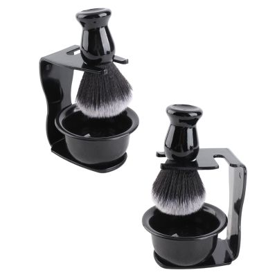 2Set Shaving Kit for Men, 3 in 1 Shaving Set Includes Portable Beard Brush Cream Bowl and Stand Beard Style Tool for Home Travel