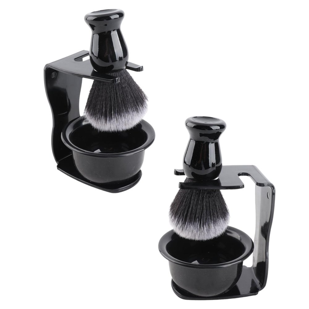 2Set Shaving Kit for Men, 3 in 1 Shaving Set Includes Portable Beard Brush Cream Bowl and Stand Beard Style Tool for Home Travel