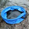 Blue Round Retractable Outdoor Travel wash Bucket with Handle Waterproof and high Temperature Resistant Suitable for Family Camping Hiking and Fishing Easy to Store. view 4