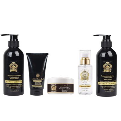 Black Label Mens Hair Care Kit 5-Piece Grooming Set with Moisturizing Shampoo, Conditioner, Styling Gel, Pomade & Hair Serum Frizz Control, Hydration & Long-Lasting Scent
