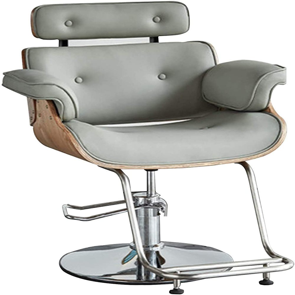 A1DFDFGOQSFG Hair Cutting Salon Chair Salon Beauty Chair Barber Chair Salon Hairdressing Hydraulic Adjustable Height Haircut Styling Salon Styling Beauty Equipment (Color : Grey Size : with Pedals) (