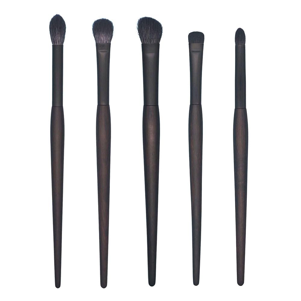 1pc Hand Crafted Makeup Brushes Soft Saikoho Goat Hair Powder Blush Eye Shadow Blending Brush Ebony Wood Handle Professional Make Up Brushes (5PCS)