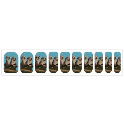 Cute Otters Nail Stickers 50 Sheets Gloss Nail Strips Bundle Long Lasting Gel Nail Stickers Art Decals Easy to Apply and Remove for Women DIY Decorations