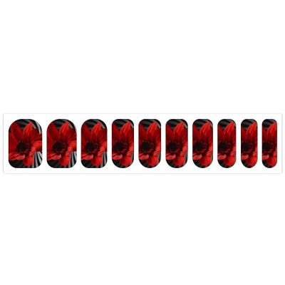 Red Flower Nail Stickers 50 Sheets Gloss Nail Strips Bundle Long Lasting Gel Nail Stickers Art Decals Easy to Apply and Remove for Women DIY Decorations