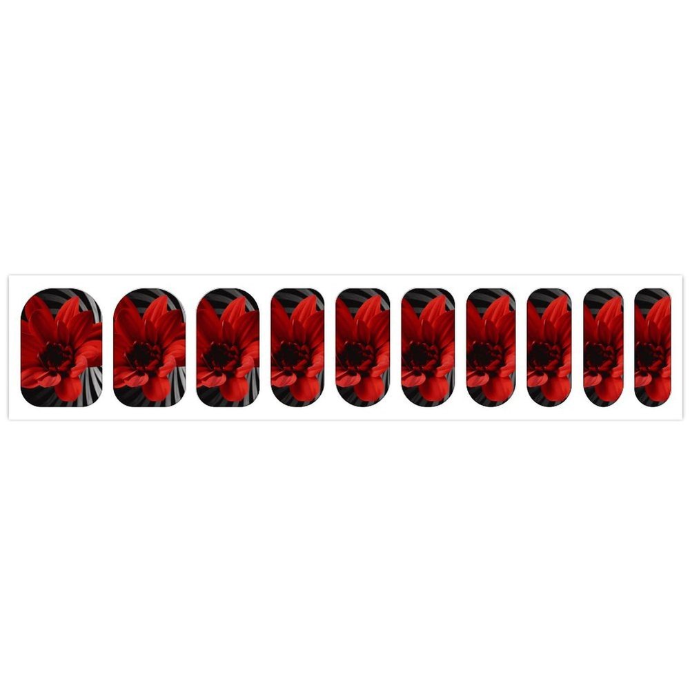 Red Flower Nail Stickers 50 Sheets Gloss Nail Strips Bundle Long Lasting Gel Nail Stickers Art Decals Easy to Apply and Remove for Women DIY Decorations