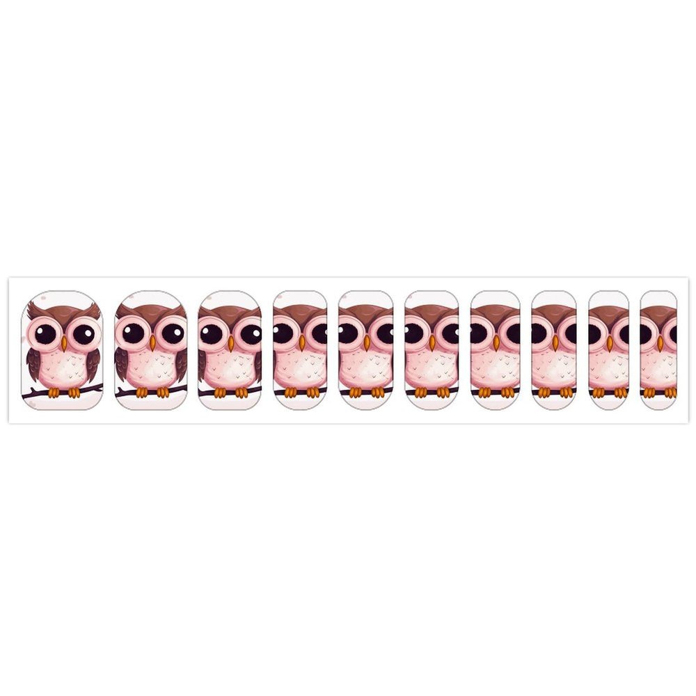 Cute Owl Nail Stickers 50 Sheets Gloss Nail Strips Bundle Long Lasting Gel Nail Stickers Art Decals Easy to Apply and Remove for Women DIY Decorations