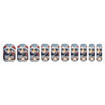 Embracing Penguins Nail Stickers 50 Sheets Gloss Nail Strips Bundle Long Lasting Gel Nail Stickers Art Decals Easy to Apply and Remove for Women DIY Decorations