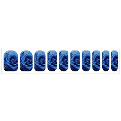 Romantic Blue Rose Nail Stickers 50 Sheets Gloss Nail Strips Bundle Long Lasting Gel Nail Stickers Art Decals Easy to Apply and Remove for Women DIY Decorations