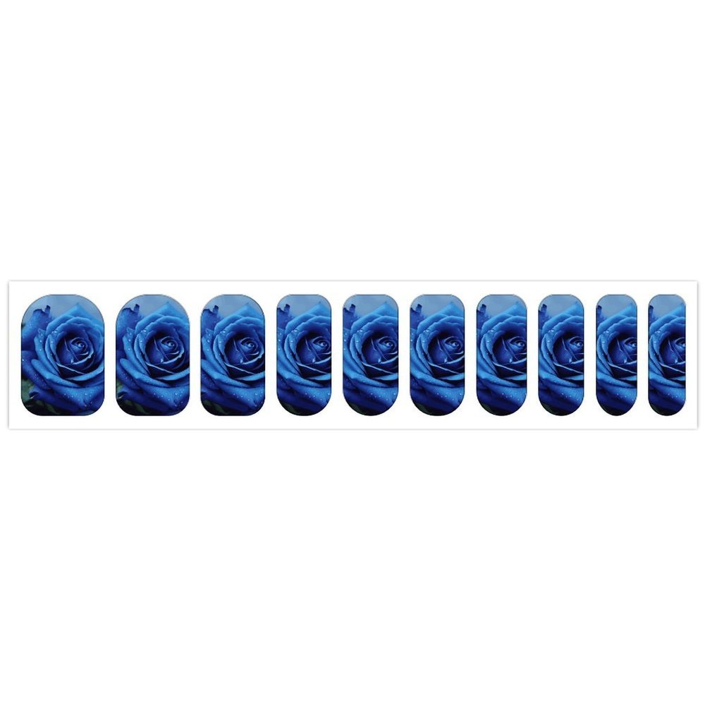 Romantic Blue Rose Nail Stickers 50 Sheets Gloss Nail Strips Bundle Long Lasting Gel Nail Stickers Art Decals Easy to Apply and Remove for Women DIY Decorations