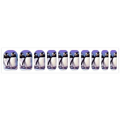 Cute Penguin Nail Stickers 50 Sheets Gloss Nail Strips Bundle Long Lasting Gel Nail Stickers Art Decals Easy to Apply and Remove for Women DIY Decorations