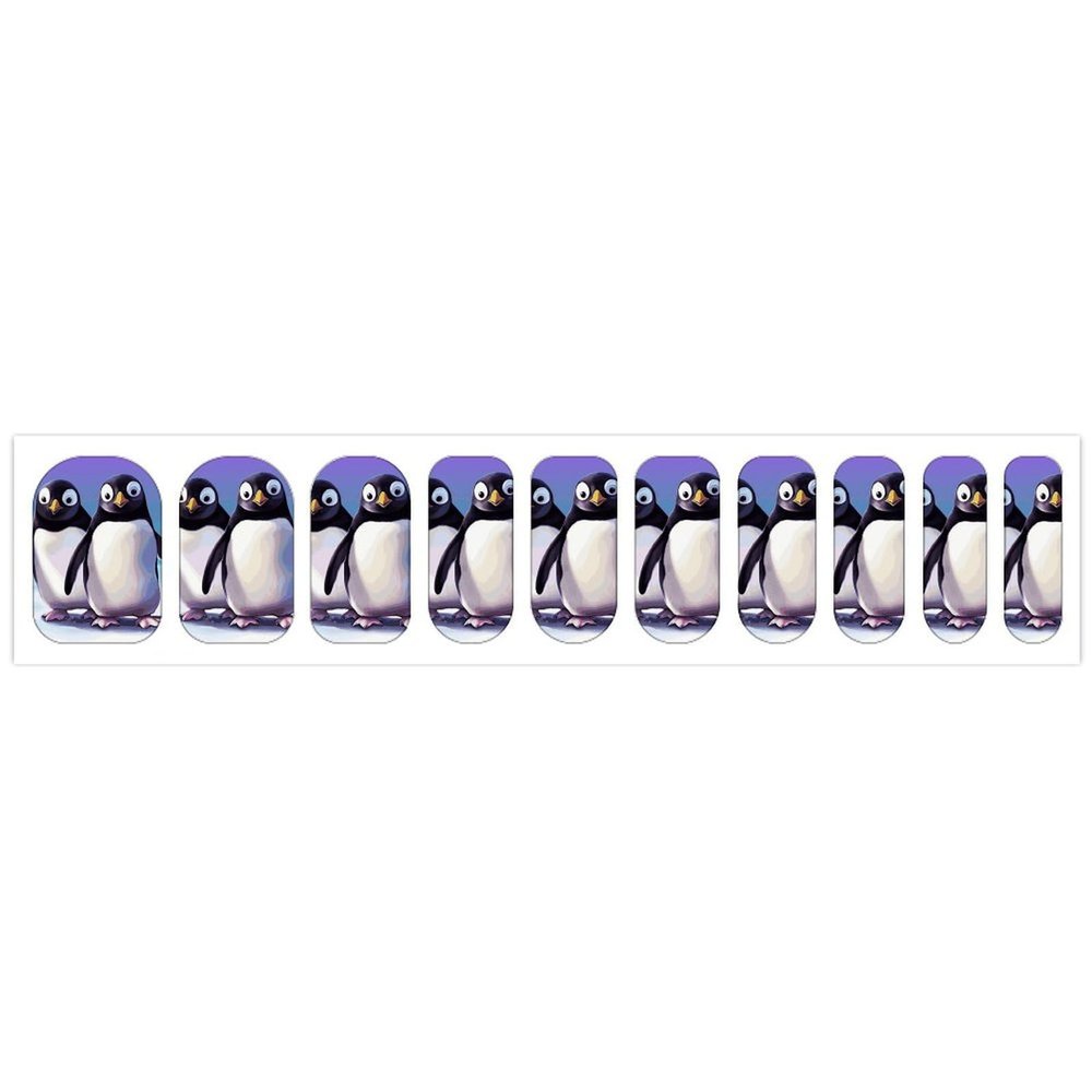 Cute Penguin Nail Stickers 50 Sheets Gloss Nail Strips Bundle Long Lasting Gel Nail Stickers Art Decals Easy to Apply and Remove for Women DIY Decorations