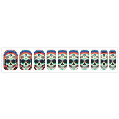 Punk Rock Earphones Skull Nail Stickers 50 Sheets Gloss Nail Strips Bundle Long Lasting Gel Nail Stickers Art Decals Easy to Apply and Remove for Women DIY Decorations