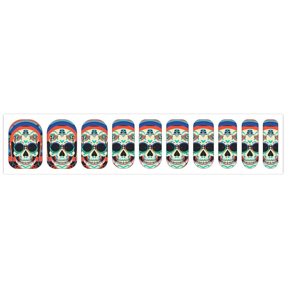 Punk Rock Earphones Skull Nail Stickers 50 Sheets Gloss Nail Strips Bundle Long Lasting Gel Nail Stickers Art Decals Easy to Apply and Remove for Women DIY Decorations