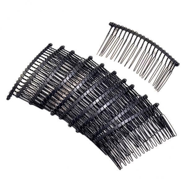 5x 10pcs Black Metal Hair Comb Clip Hair Combs Hair Piece Comb