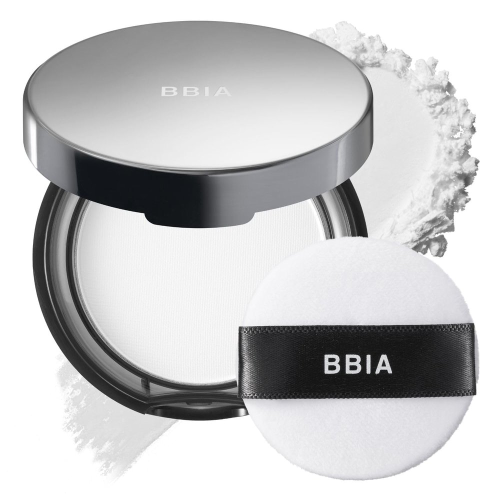 BBIA EAU Powder Pact - 4 Colors, Pressed Powder Compact with Mirror and Puff, Makeup Setting Finishing Blurring, Sebum & Oil Control, Natural Korean Face Makeup (01 PURE WHITE, Pack of 1)