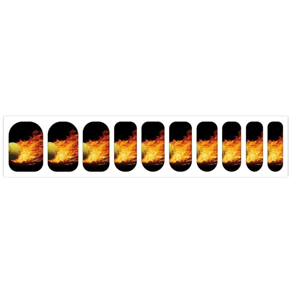 Burning Tennis Pictures Nail Stickers 50 Sheets Gloss Nail Strips Bundle Long Lasting Gel Nail Stickers Art Decals Easy to Apply and Remove for Women DIY Decorations