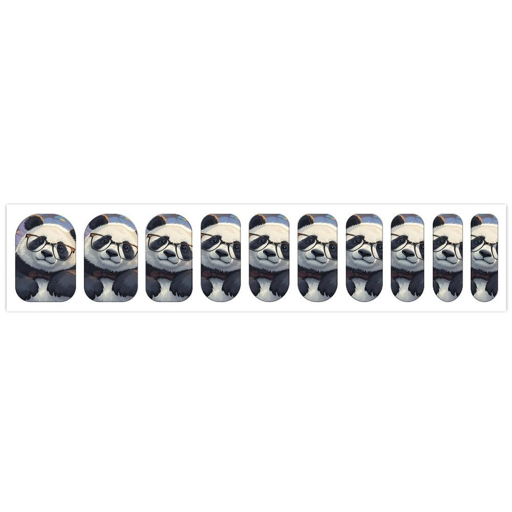 Panda with A Tilted Head Nail Stickers 50 Sheets Gloss Nail Strips Bundle Long Lasting Gel Nail Stickers Art Decals Easy to Apply and Remove for Women DIY Decorations