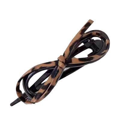 ZONEBEST Hairpin,Korean Styles Vintage Hair Clip Leopards Print Bowknot Hairpin Secure Grip for Women Girls Elegant Hair Accessories