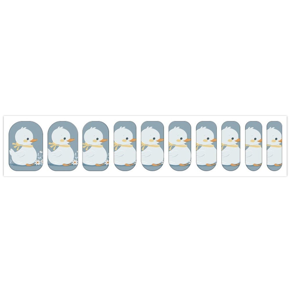 Little White Duck Nail Stickers 50 Sheets Gloss Nail Strips Bundle Long Lasting Gel Nail Stickers Art Decals Easy to Apply and Remove for Women DIY Decorations