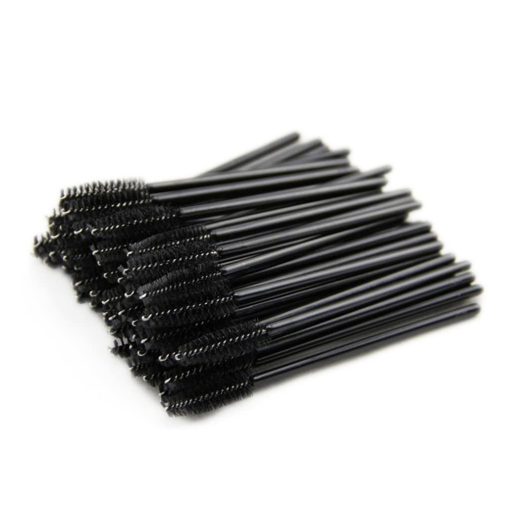 Disposable Eyelash Brush Soft Eyelash Brush Mascara Wand Applicator for Extension Makeup Kit for Women Girls 50Pcs Black Disposable