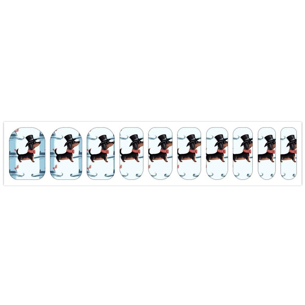Parisian Dachshund Nail Stickers 50 Sheets Gloss Nail Strips Bundle Long Lasting Gel Nail Stickers Art Decals Easy to Apply and Remove for Women DIY Decorations