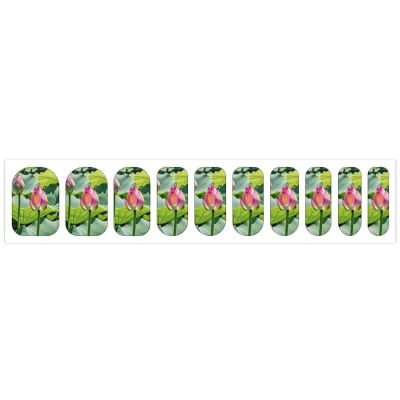 Beautiful Lotus Flowers Nail Stickers 50 Sheets Gloss Nail Strips Bundle Long Lasting Gel Nail Stickers Art Decals Easy to Apply and Remove for Women DIY Decorations