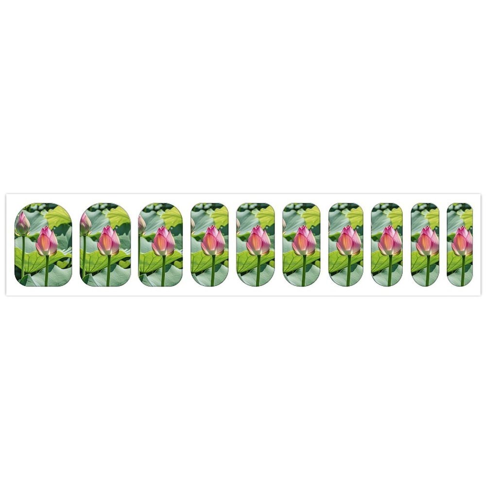 Beautiful Lotus Flowers Nail Stickers 50 Sheets Gloss Nail Strips Bundle Long Lasting Gel Nail Stickers Art Decals Easy to Apply and Remove for Women DIY Decorations