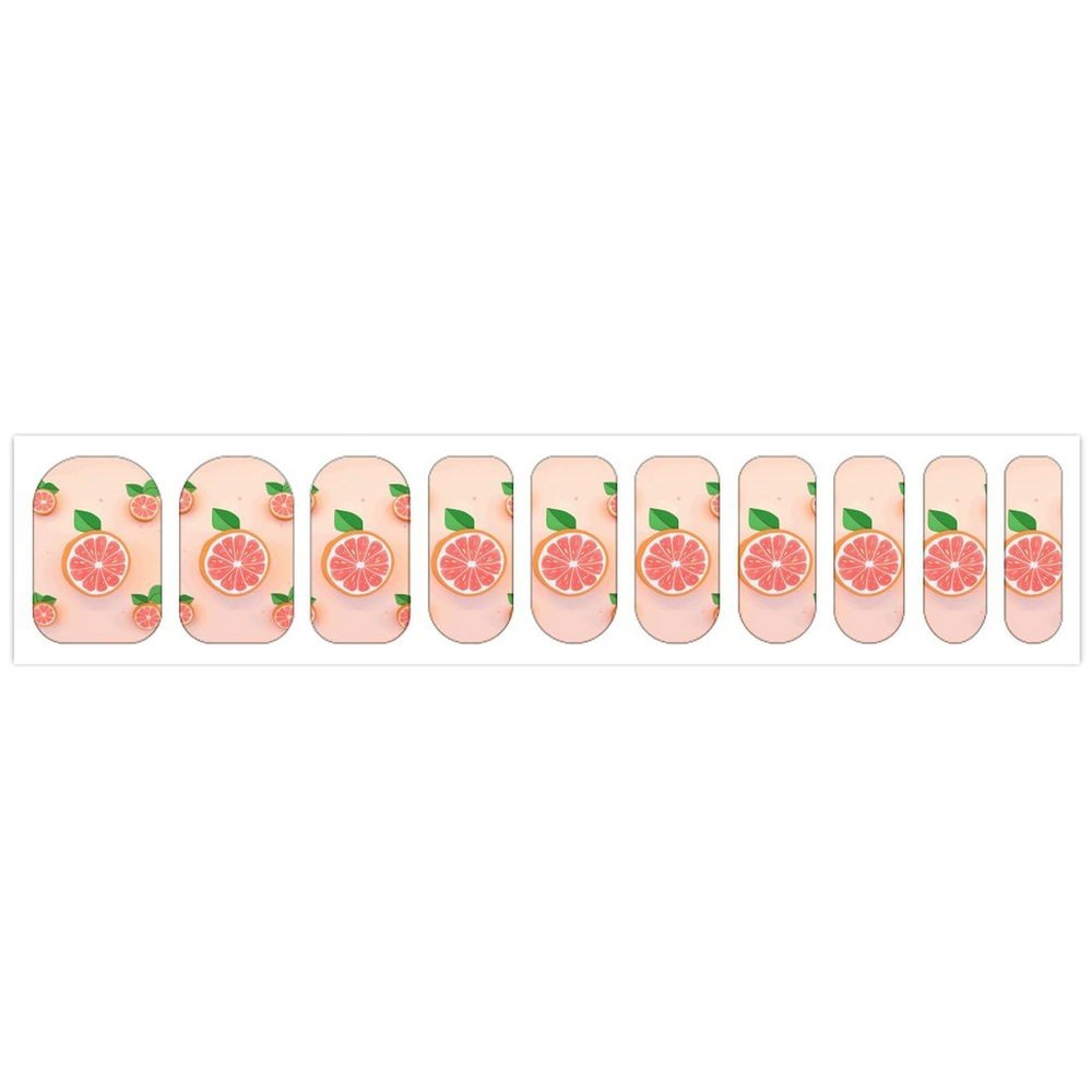 Cute Grapefruit Nail Stickers 50 Sheets Gloss Nail Strips Bundle Long Lasting Gel Nail Stickers Art Decals Easy to Apply and Remove for Women DIY Decorations