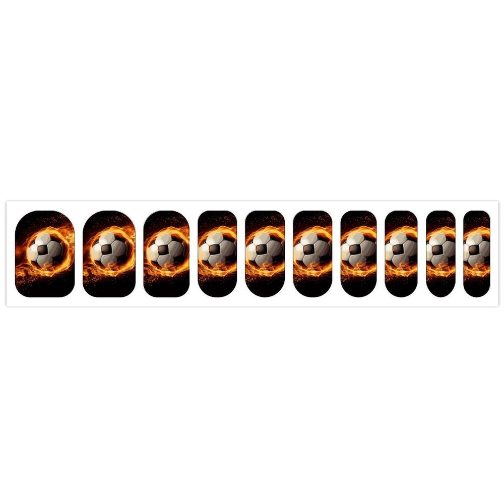 Soccer Flame Nail Stickers 50 Sheets Gloss Nail Strips Bundle Long Lasting Gel Nail Stickers Art Decals Easy to Apply and Remove for Women DIY Decorations