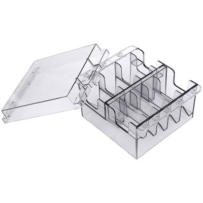 Clipper Guard Holder, 8 Grids Plastic Clear Blade Holder with Lid, Waterproof Washable Reusable Storage Case Rack for Barbershop Beauty Shop Home Clipper Guard Organizer