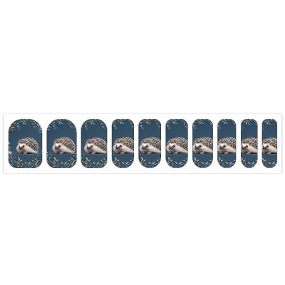 Cute Little Hedgehog Nail Stickers 50 Sheets Gloss Nail Strips Bundle Long Lasting Gel Nail Stickers Art Decals Easy to Apply and Remove for Women DIY Decorations