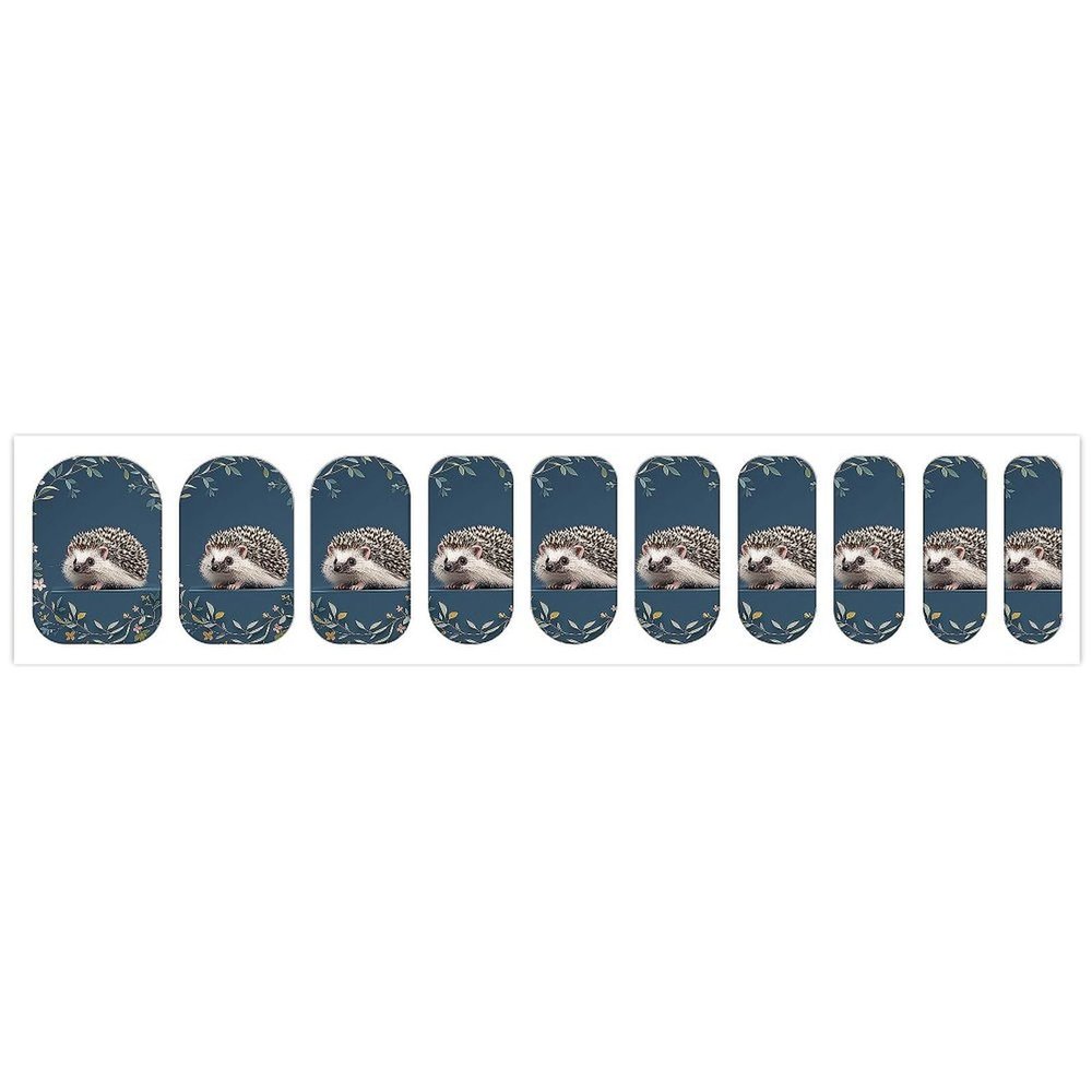 Cute Little Hedgehog Nail Stickers 50 Sheets Gloss Nail Strips Bundle Long Lasting Gel Nail Stickers Art Decals Easy to Apply and Remove for Women DIY Decorations