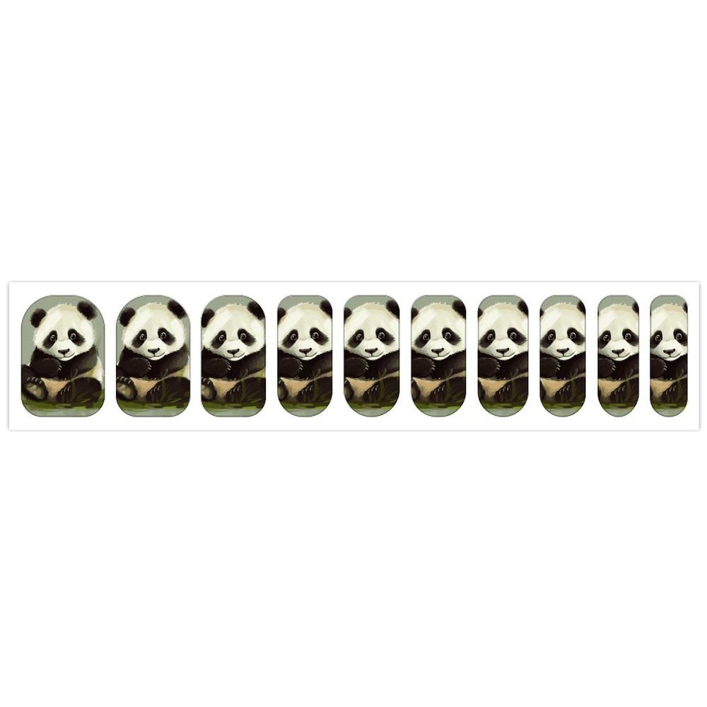 Cute Little Panda Nail Stickers 50 Sheets Gloss Nail Strips Bundle Long Lasting Gel Nail Stickers Art Decals Easy to Apply and Remove for Women DIY Decorations
