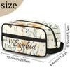 Joyousleap Spring Wildflowers Butterfly Personalized Toiletry Bag for Women Men, Custom Name Flower Plant Hanging Cosmetic Bag Makeup Case Travel Portable Pouch view 2