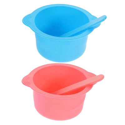 FRCOLOR 4-Piece Silicone Wax Melting Bowl Set High Temperature Resistant Wax Warmer Liners for Hair Removal and DIY Beauty Masks Includes Mixing Bowls and Scraper