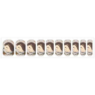 Cute Little Hedgehog Nail Stickers 50 Sheets Gloss Nail Strips Bundle Long Lasting Gel Nail Stickers Art Decals Easy to Apply and Remove for Women DIY Decorations