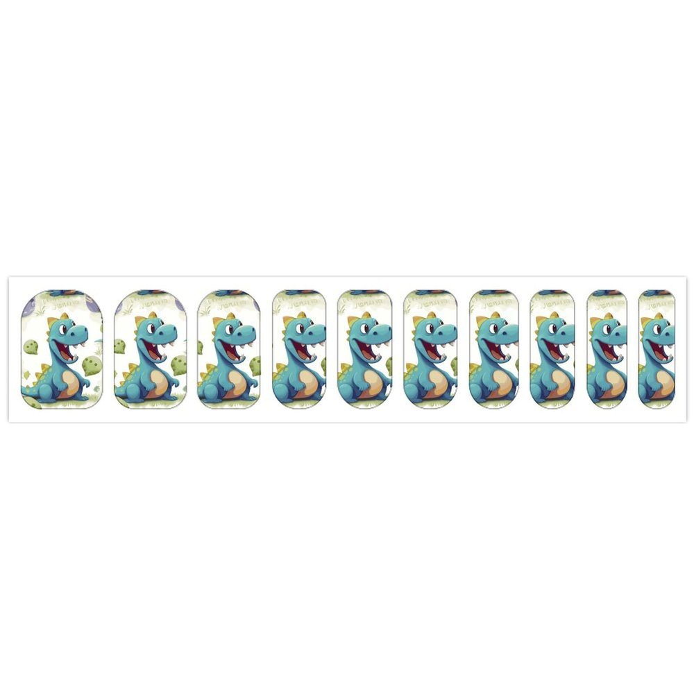 Cute Dinosaur Nail Stickers 50 Sheets Gloss Nail Strips Bundle Long Lasting Gel Nail Stickers Art Decals Easy to Apply and Remove for Women DIY Decorations