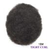 2MM Curly Toupee for Men Afro Curl Human Hair Units Black Coily Hair Replacement Full Poly Male Afro Hair System (#1B Natural Black, 2MM Afro Curl) view 2