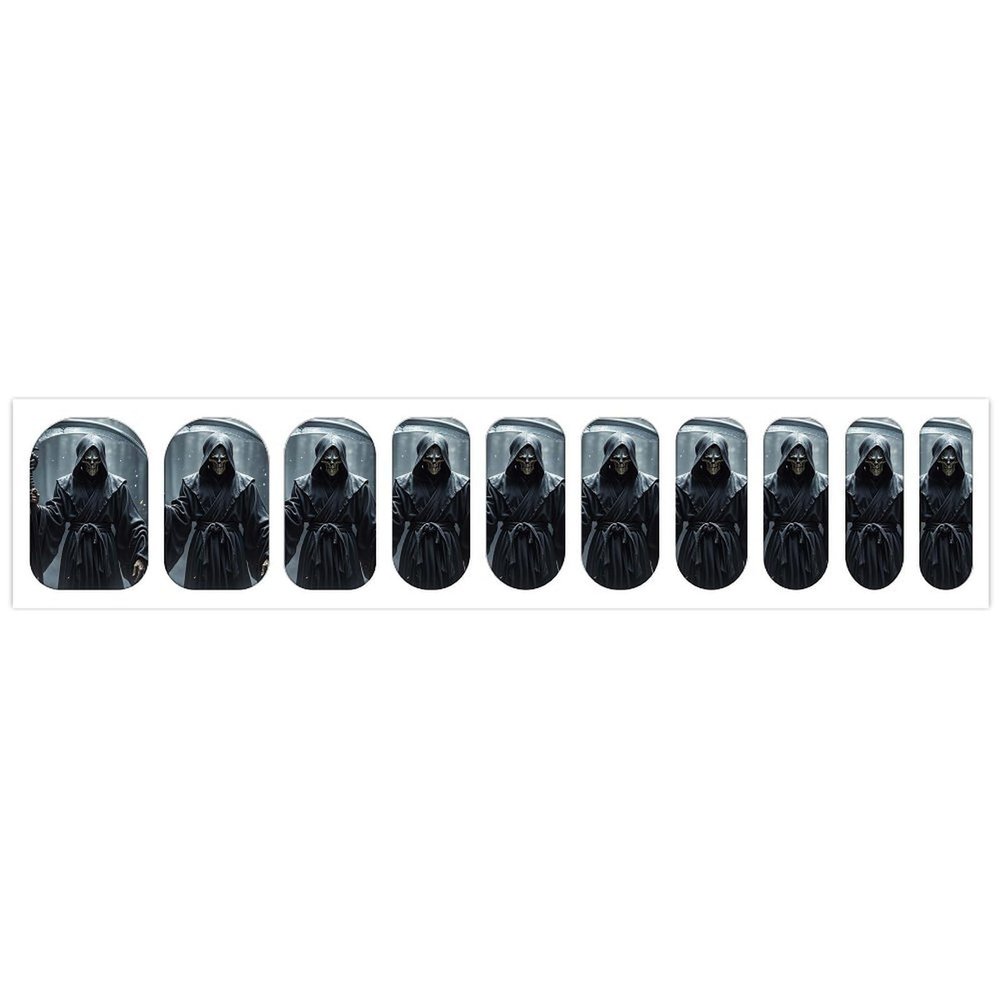 Grim Reaper Nail Stickers 50 Sheets Gloss Nail Strips Bundle Long Lasting Gel Nail Stickers Art Decals Easy to Apply and Remove for Women DIY Decorations