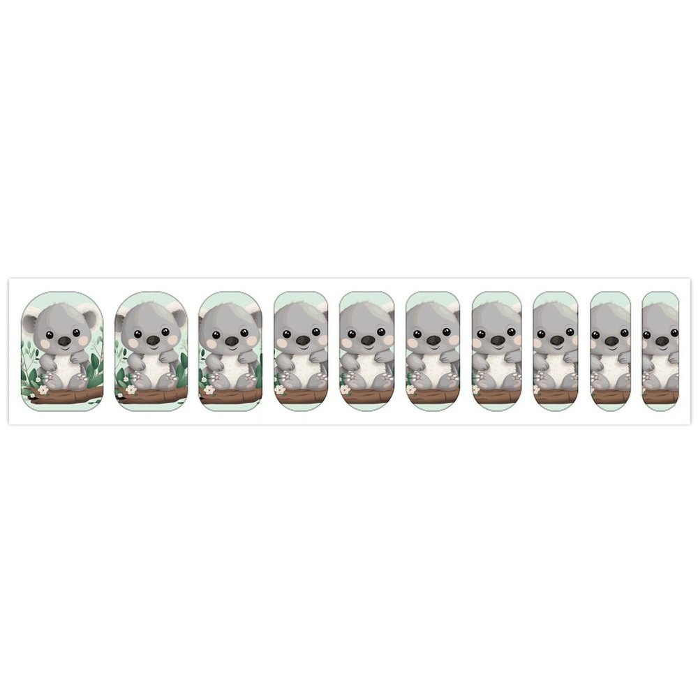 Koala Nail Stickers 50 Sheets Gloss Nail Strips Bundle Long Lasting Gel Nail Stickers Art Decals Easy to Apply and Remove for Women DIY Decorations