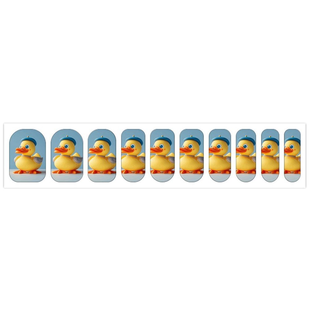 Cute Diorama Duck Nail Stickers 50 Sheets Gloss Nail Strips Bundle Long Lasting Gel Nail Stickers Art Decals Easy to Apply and Remove for Women DIY Decorations