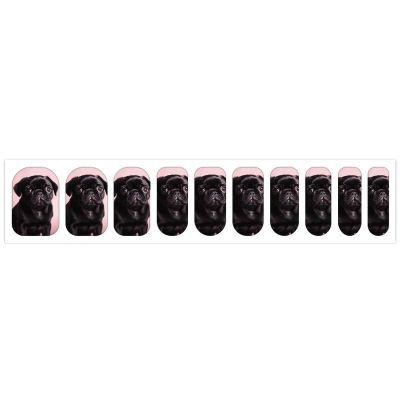 Cute Black Pug Nail Stickers 50 Sheets Gloss Nail Strips Bundle Long Lasting Gel Nail Stickers Art Decals Easy to Apply and Remove for Women DIY Decorations