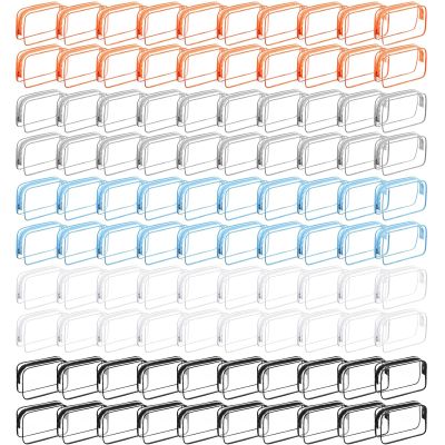 100 Pcs Clear Makeup Bags Bulk Tsa Approved Toiletry Bag for Travel Transparent Cosmetic Bag PVC Waterproof Travel Small Pouches with Zipper for Men and Women (multi color)