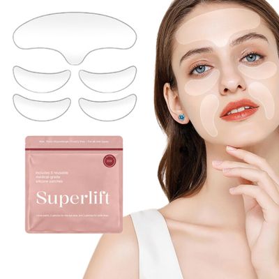 Gueiddi Reusable Silicone Wrinkle Pads Patches,Eye Face Chest Anti Aging Patch for Prevent and Eliminate Wrinkles Fine Lines Skin Lifting Cheek Stick Valentine's Day Gift (5PCS)