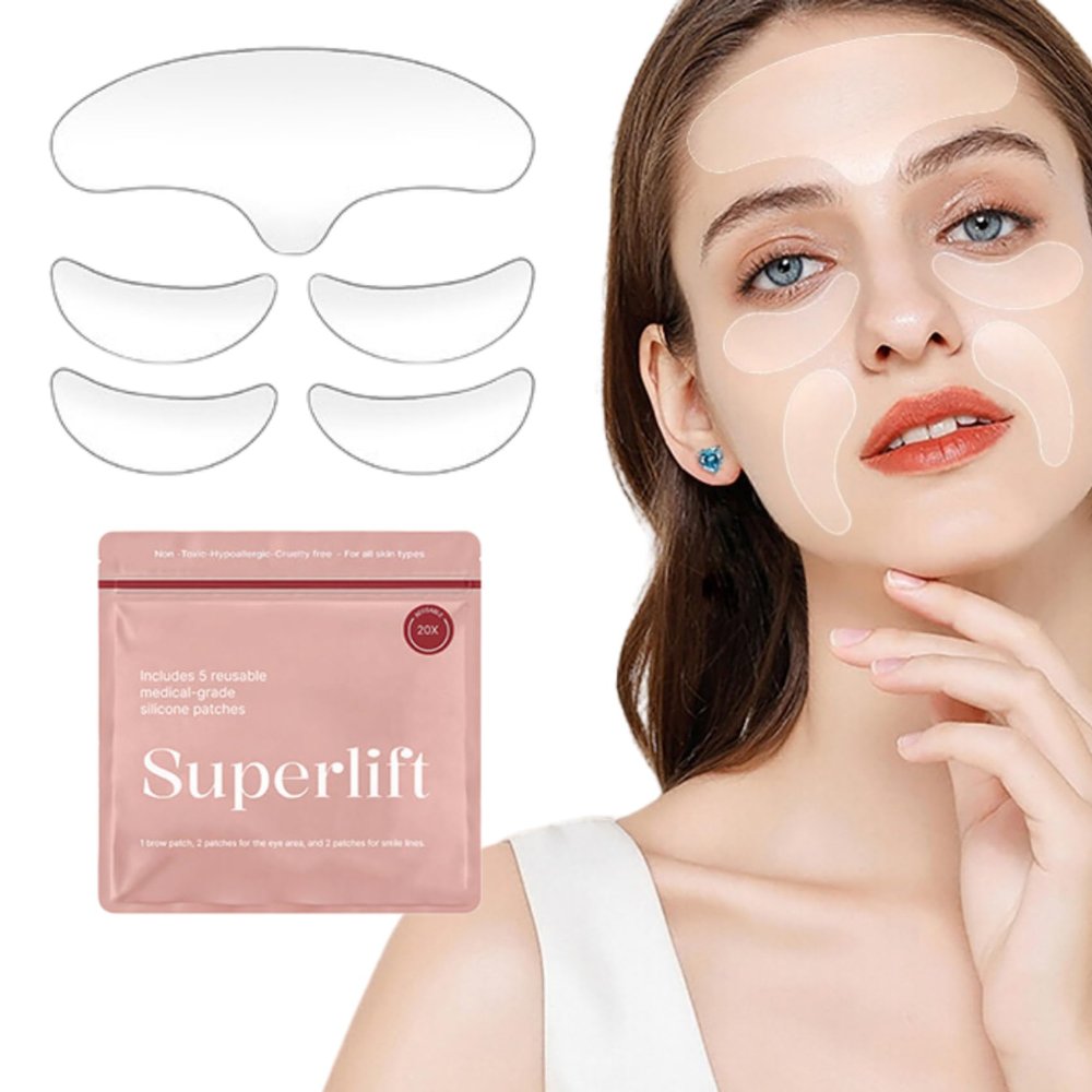 Gueiddi Reusable Silicone Wrinkle Pads Patches,Eye Face Chest Anti Aging Patch for Prevent and Eliminate Wrinkles Fine Lines Skin Lifting Cheek Stick Valentine's Day Gift (5PCS)