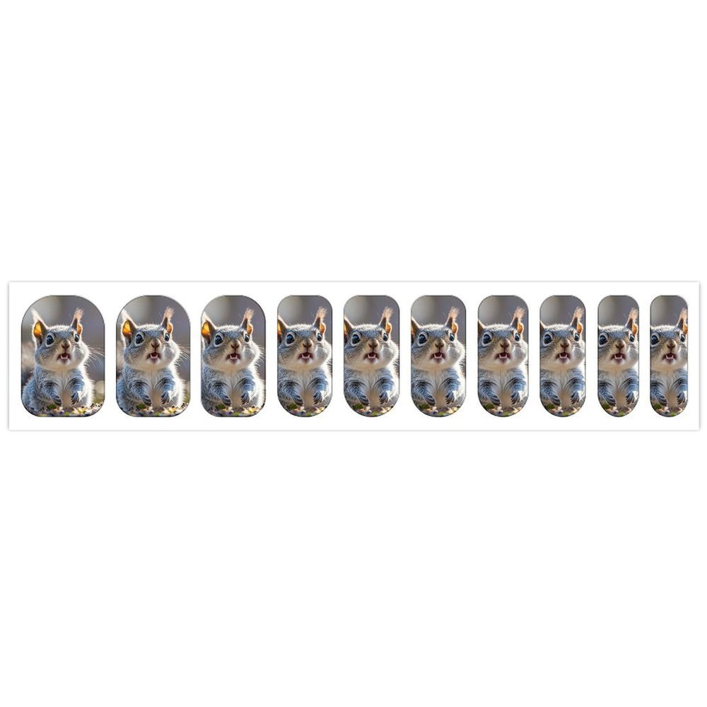 Funny Cute Squirrel Nail Stickers 50 Sheets Gloss Nail Strips Bundle Long Lasting Gel Nail Stickers Art Decals Easy to Apply and Remove for Women DIY Decorations